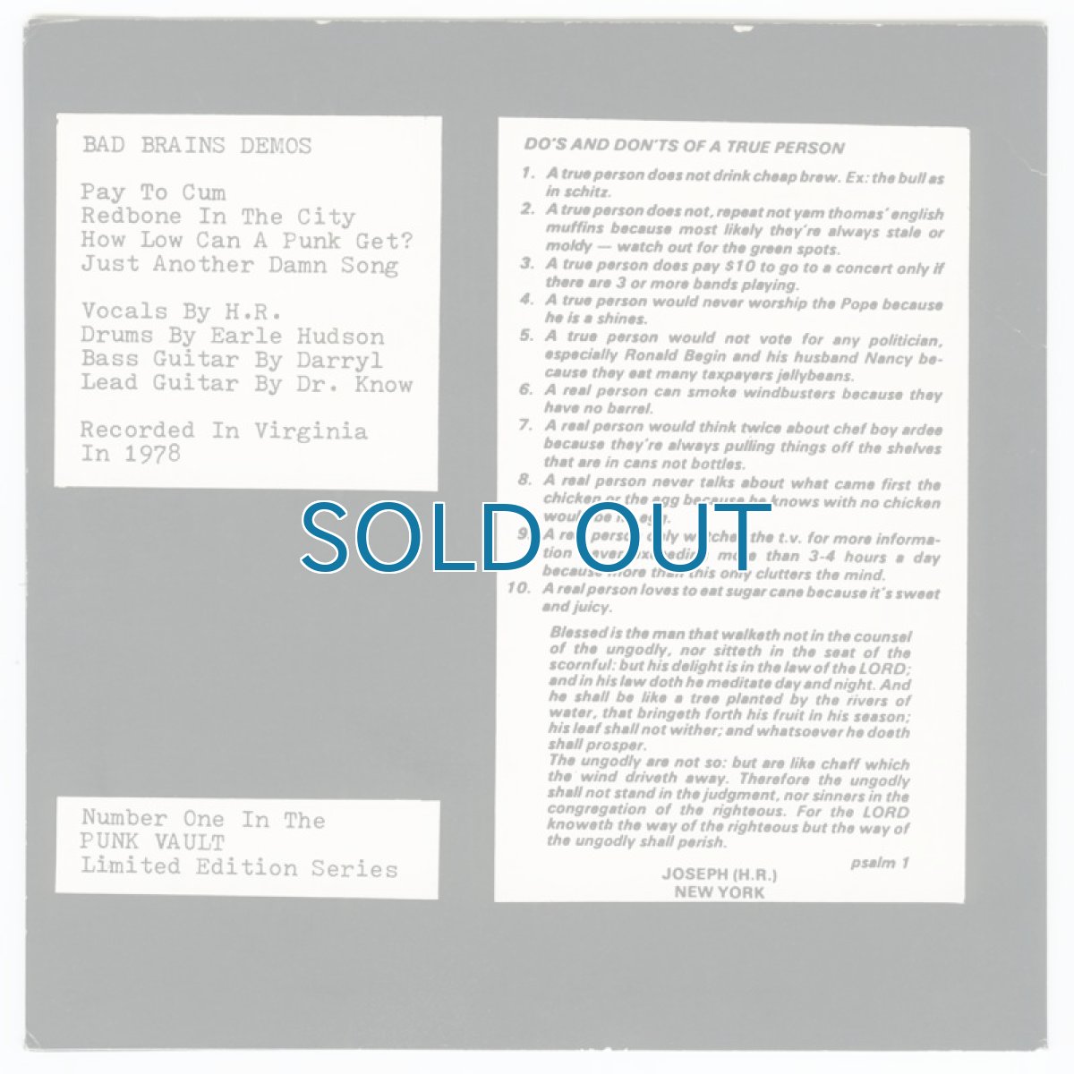 画像2: Bad Brains / Cum To Play [7inch アナログ]【ユーズド】 (2)