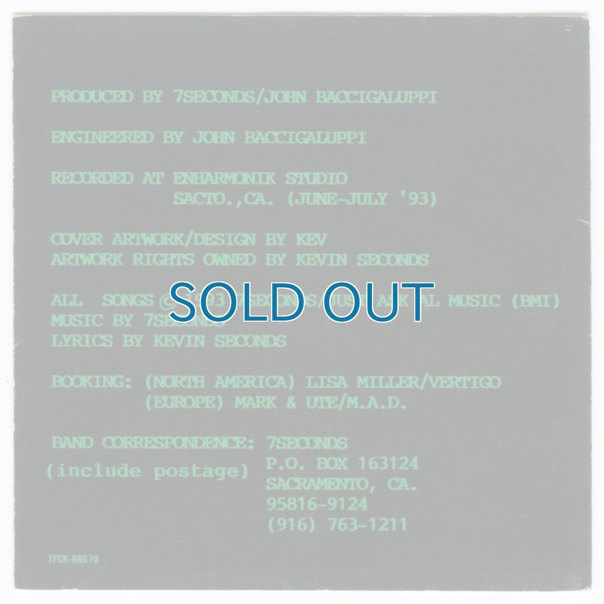 画像2: 【日本盤】7 Seconds / Out The Shizzy [JPN Reissue LP] [CD | Toy's Factory]【ユーズド】 (2)