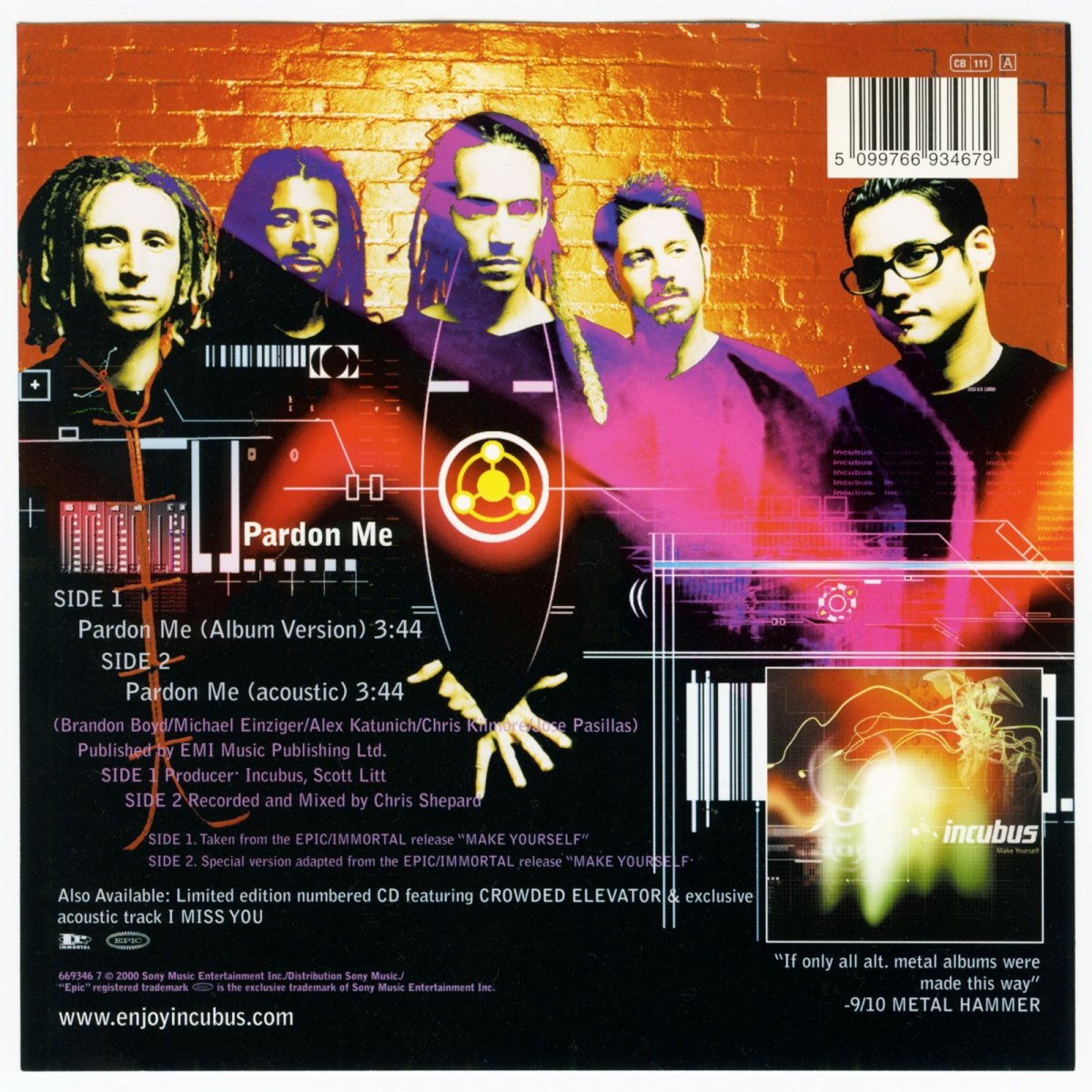 画像2: Incubus / Pardon Me [US Orig.EP | Numbered | Red][7inch | Epic]【ユーズド】 (2)