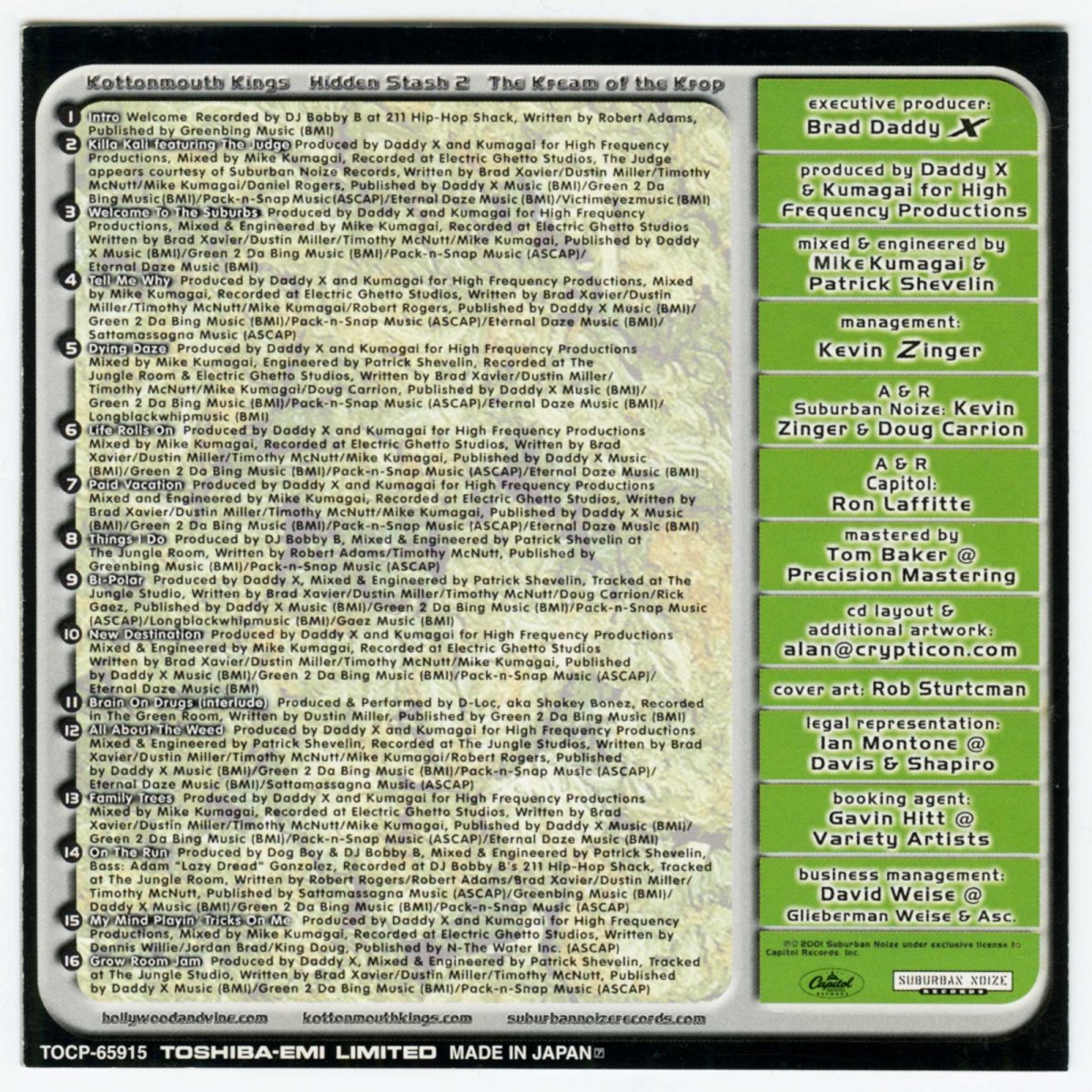 画像3: 【日本盤】Kottonmouth Kings / Hidden Stash II: The Kream Of The Krop [JPN Orig.LP][CD | Toshiba EMI]【ユーズド】  (3)