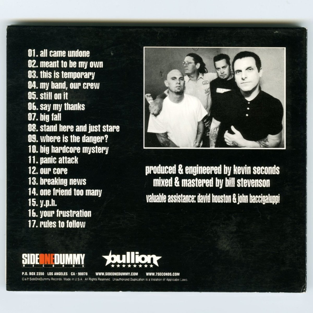 画像3: 【日本盤】7 Seconds / Take It Back, Take It On, Take It Over [JPN Org.LP] [CD | Bullion]【ユーズド】 (3)