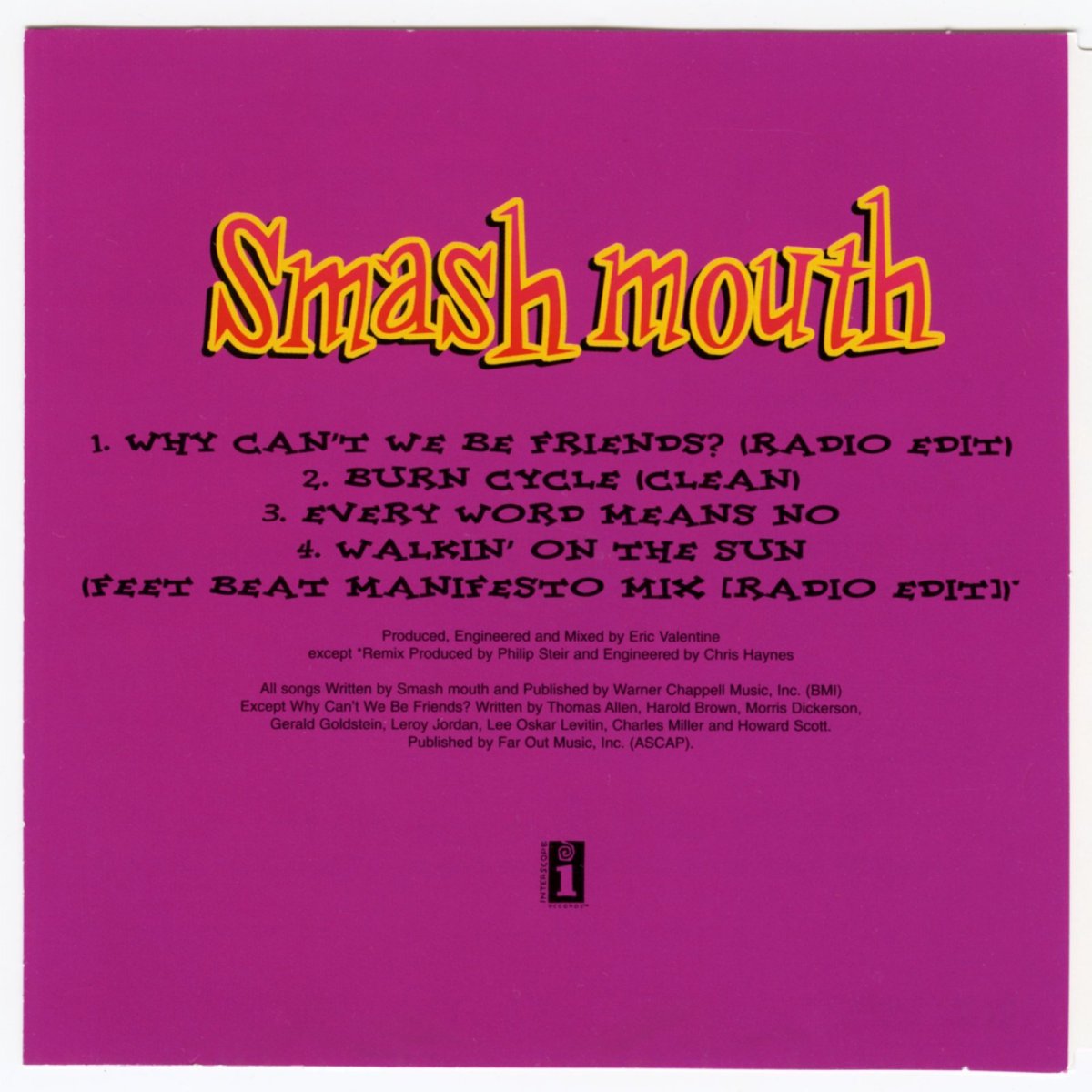 画像3: 【日本盤】Smash Mouth ‎/ Why Can't We Be Friends? [JPN Orig.EP][CD | Interscope]【ユーズド】 (3)