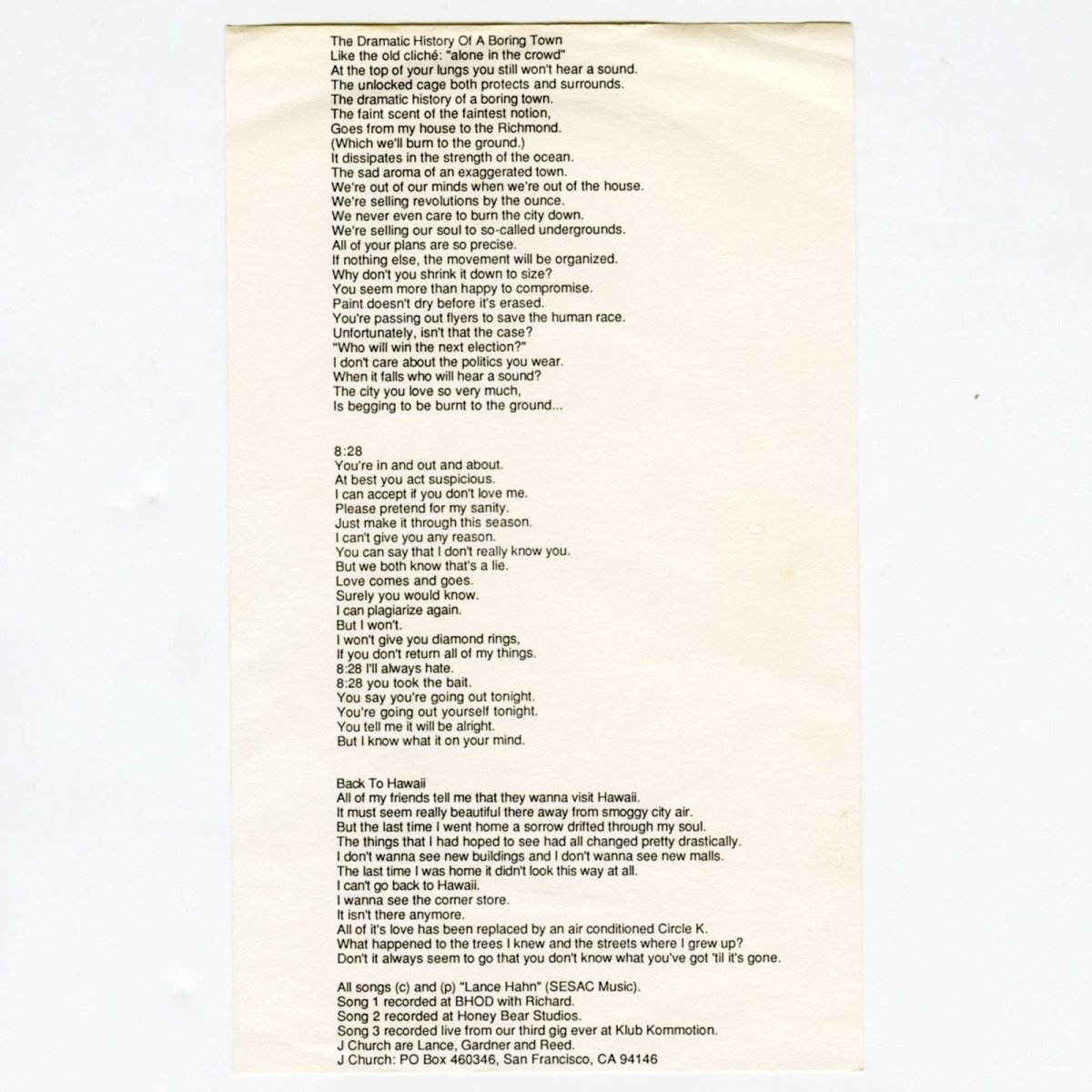 画像3: J Church / The Dramatic History Of A Boring Town [US Orig.EP][7inch | Crackle!]【ユーズド】 (3)