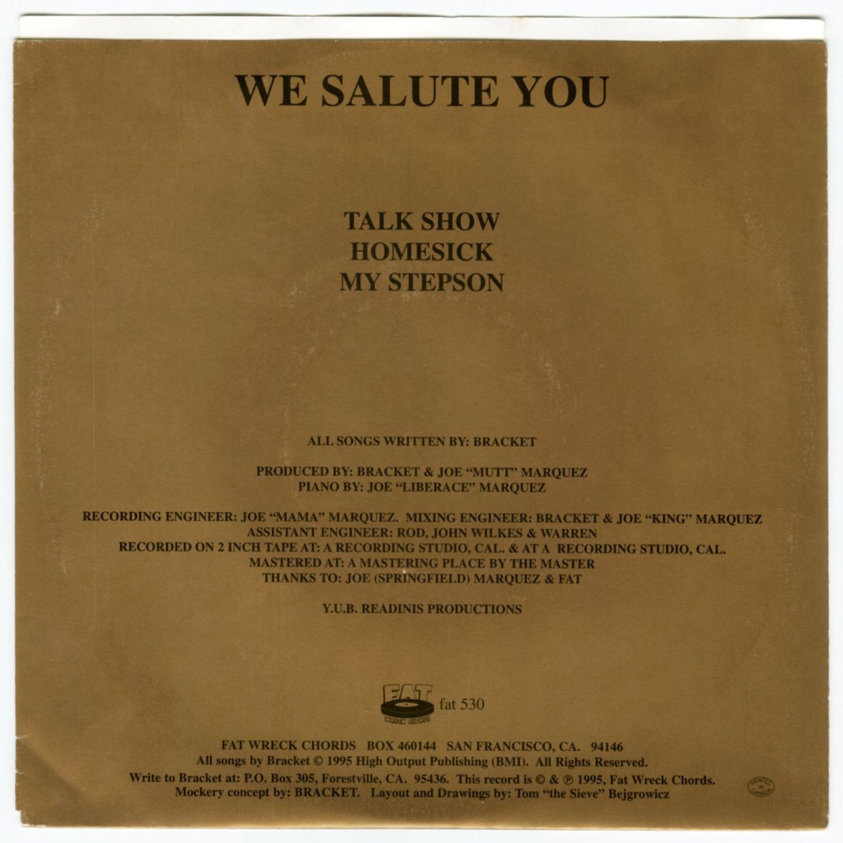 画像2: Bracket / For Those About To Mock [US Orig. EP] [7inch | Fat Wreck Chords]【未使用/新品】 (2)