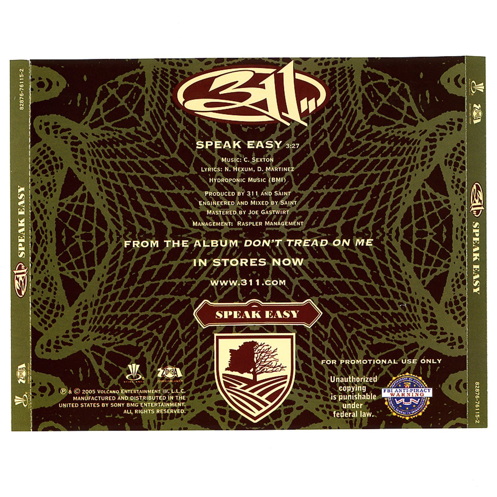 311 / Speak Easy [US Orig.EP] [Promo CD | Volcano]【ユーズド】