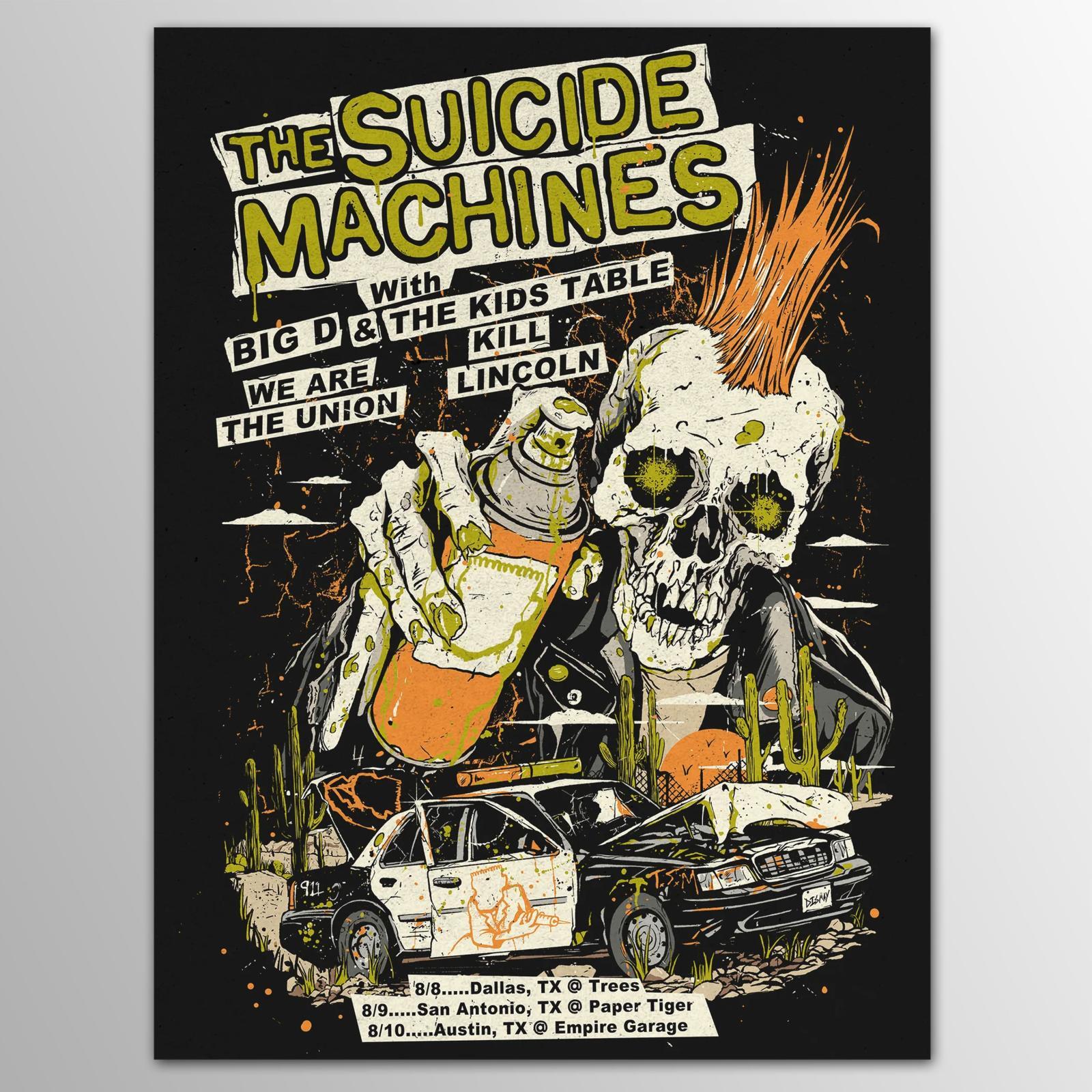 Suicide Machines / Texas 2024 シルクスクリーン・ポスター [w/  Big D And The Kids Table、Kill Licoln、We Are The Union]